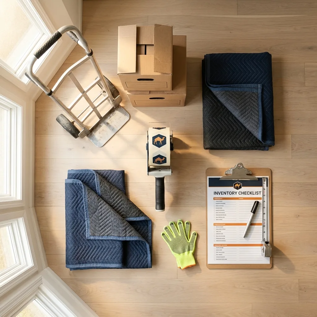 Professional moving supplies and packing materials layout for Keego Harbor residential relocations
